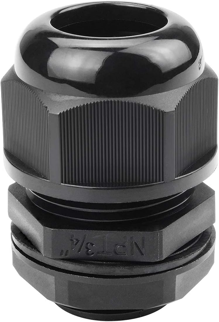 XHF 2 Pcs 3/4" IP68 Strain Relief Nylon Cord Grip NPT Cable Glands Adjustable UL Listed and RoHS Compliant (Black)