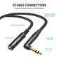 HUAELU 2Pack 1FT Right Angle Audio Cable, Male to Female, 6.35mm TRS Stereo to 1/4 Female Stereo Headphone Guitar Extension Cable Cord for Amplifiers