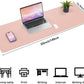 AFIING Leather Desk pad Protector, Large Non-Slip Office Desk Mat with Natural Cork & PU Leather, Waterproof Writing Mouse Pad for Office and Home (55in*17in,Pink)