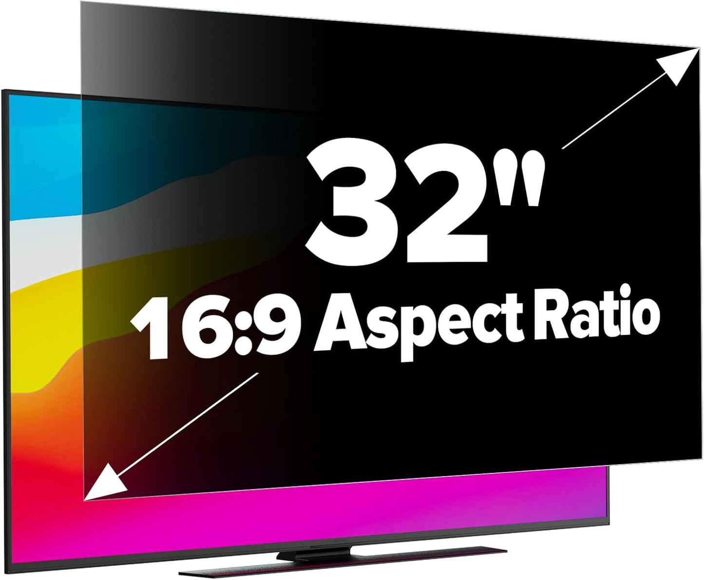 Upgraded HD Computer Privacy Screen 32 inch, Monitor Privacy Screen for 16:9 Widescreen Removable Anti Glare Computer Shield Cover and Blue Light UV-Blocking Filter