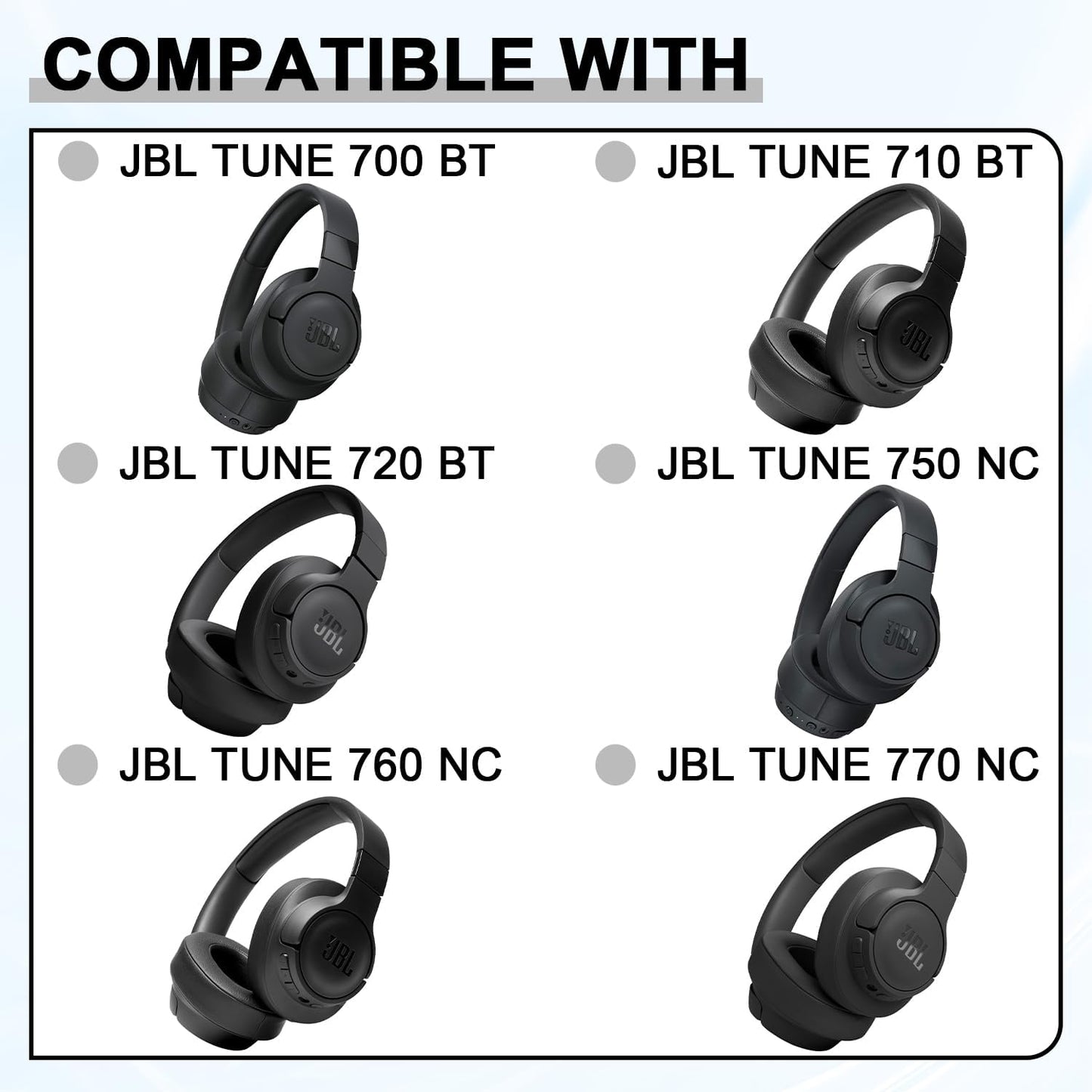 Replacement Ear Pads for JBL Tune 700(700BT)/710(710BT)/720(720BT)/750(750BT,750BTNC)/760(760NC)/770(770NC) Headphones, Headset Ear Cushions, Headset Earpads, Ear Cups Cover-Black