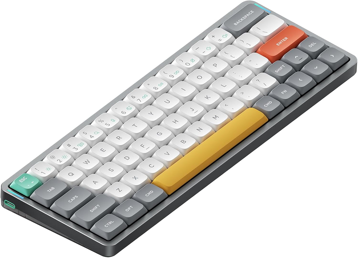 nuphy Air60 V2 Portable Wireless Keyboard 60% Low Profile Mechanical Keyboard Support QMK/VIA Compatible with Windows/mac OS/Linux Supports Bluetooth 5.1/2.4GHz/USB-C Grey-Gateron Cowberry Switch
