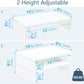 TEAMIX White Monitor Stand Riser - 2 Pack, Wood 2 Tier Adjustable Dual Monitor Riser for Laptop/PC Computer Stand for Desk