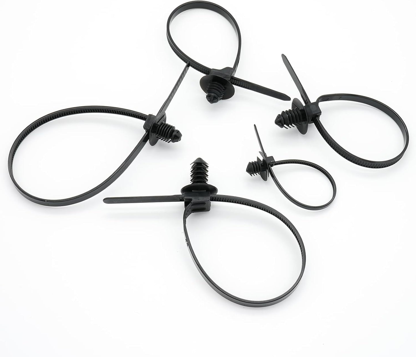 120 Pcs Push Mount Cable Ties Assorted Sizes, Black Nylon Push Mount Zip Ties Wire Harness Clips, 6-Types Snap in Zip Ties Self Locking Automotive Wire Ties for Wire Tying, Automotive