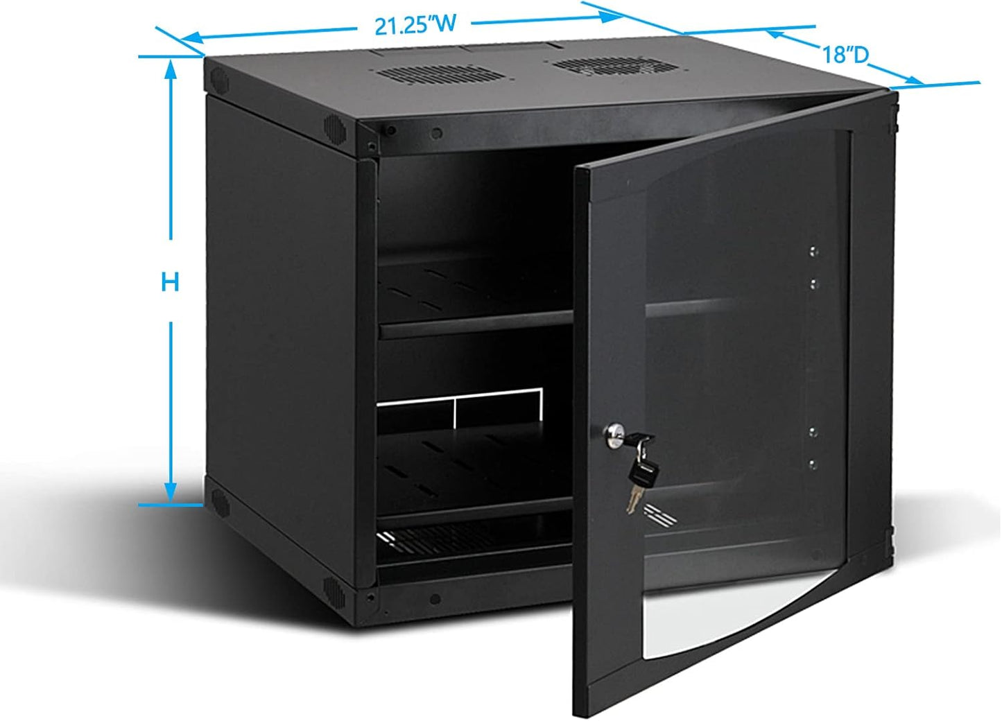 Raising Electronics Wall Mount Server Cabinet for Networking Data Home Video WiFi Internet System with 12 inch Install Depth (6U 450mm deep)