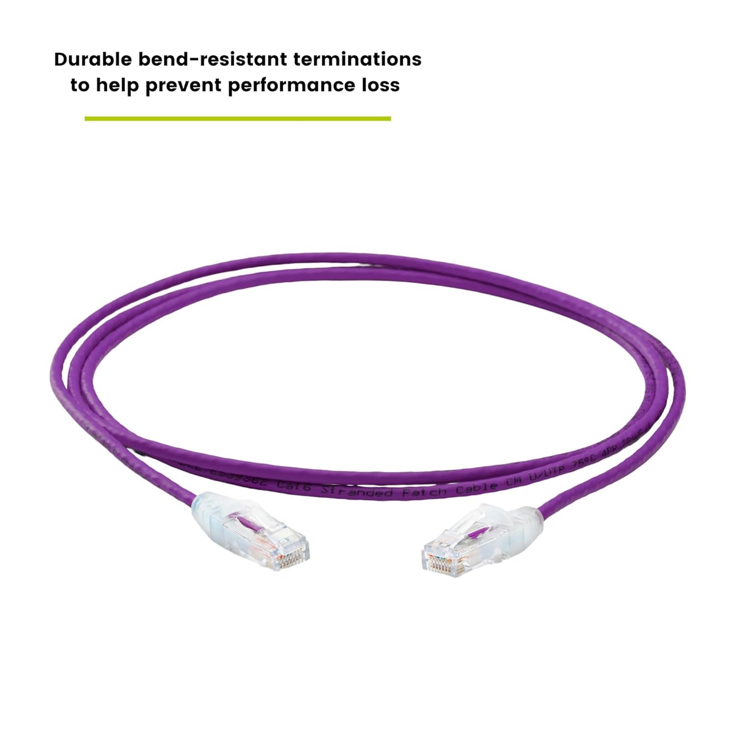 TRUECABLE Cat6 Component Rated Patch Cable, Unshielded (U/UTP), 7ft, Purple, 28AWG Solid Copper, Snagless 10G High-Speed Ethernet Cable, PoE++ 4PPoE 100W, UL Listed, RoHS-3, 5 Pack