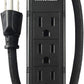 Power Strip with Flat Plug - 3 Ground Outlets 7 Inch Heavy Duty Braided Extension Cord Flat Plug Mountable Outlet Strip for Computer/Home/Office