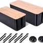 2 Pack Large Cable Management Box – Wooden Style Cord Organizer Box and Cover for TV Wires, Computer, Router, USB Hub and Under Desk Power Strip – Safe ABS Material and Baby-Pets Proof Lock (Black)
