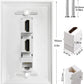 HDMI Ethernet Wall Plate - 2 Port 4K HDMI Keystone, 1 Port Cat6 Keystone Wall Plate Female to Female-White