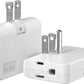 2-Prong/3-Prong Swivel Adapter, Polarized Grounding Converter with Flat Wall Plug, Fireproof 3-Outlet for Home Use (2 Pack)