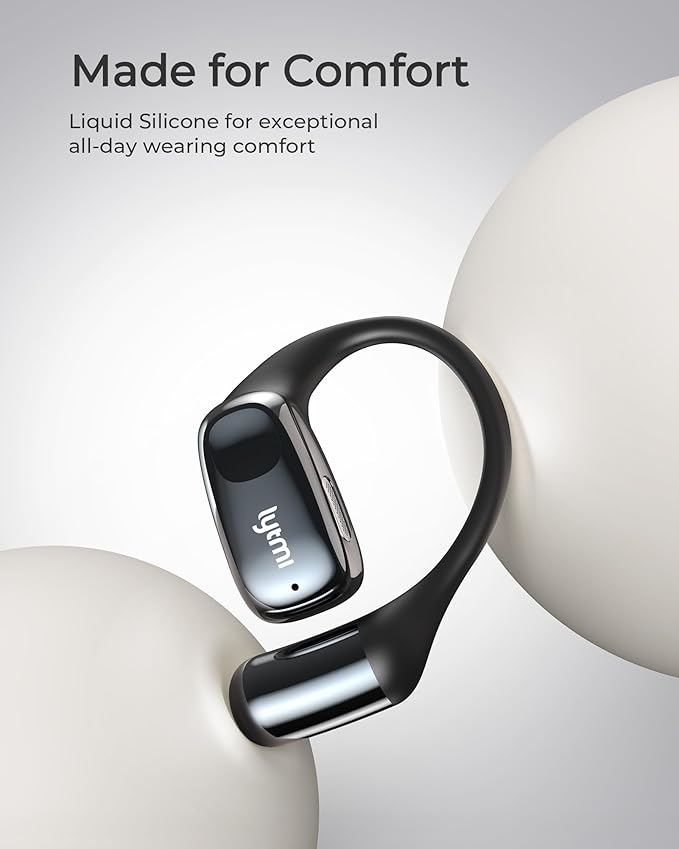 Lytmi CozyFit Open Ear Headphones, 0.23oz Ultra-Light Comfortable Wireless Earbuds, 0.6mm Thinnest Earhooks, Bluetooth 5.4, Clear Audio, 30 HRS Playtime, IPX5 Waterproof Earphones with Mic (Black)