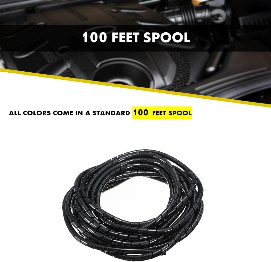 Kable Kontrol Vortex Spiral Cable Wrap - 1/2” Inch 100’ Feet Long - Hose Protector Flexible Polyethylene Wire Conduit Tubing Cable Sleeve Cord Cover to Organize Wires – Black