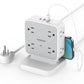 Power Strip Tower Surge Protector, TESSAN 8 AC Outlets with 3 USB (1 USB C Port), 5 FT Flat Plug Extension Cord with 900 Joules Protection, Desk Charging Station for Home Office Supplies, Dorm Room