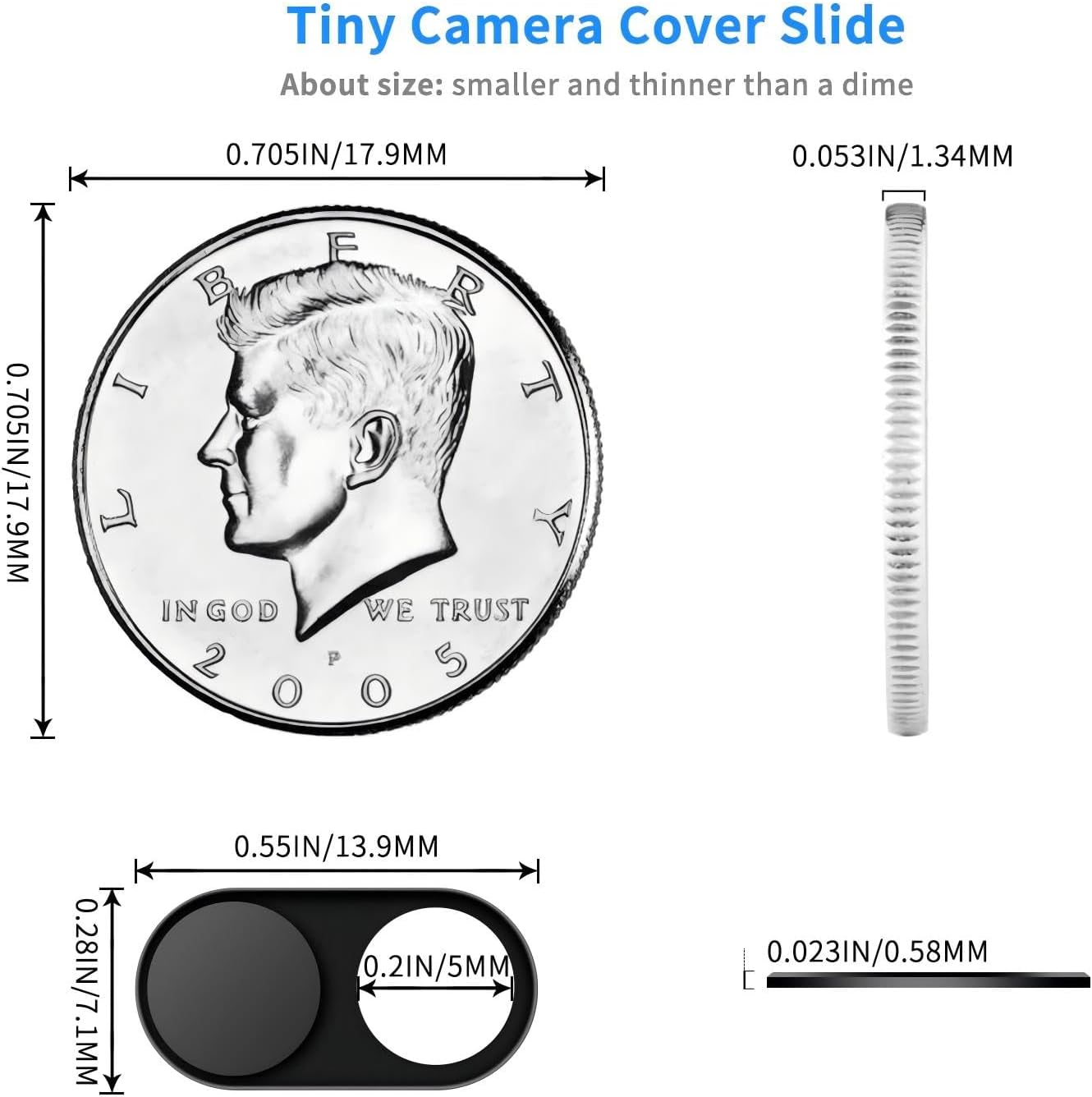 Metal Webcam Cover Slide [3 Pack Black], 0.022in Camera Cover for Laptop Computer, MacBook Pro/Air iMac iPad Tablet iPhone 16/15/14/13/12 Plus, Web Camera Blocker Protect Your Privacy