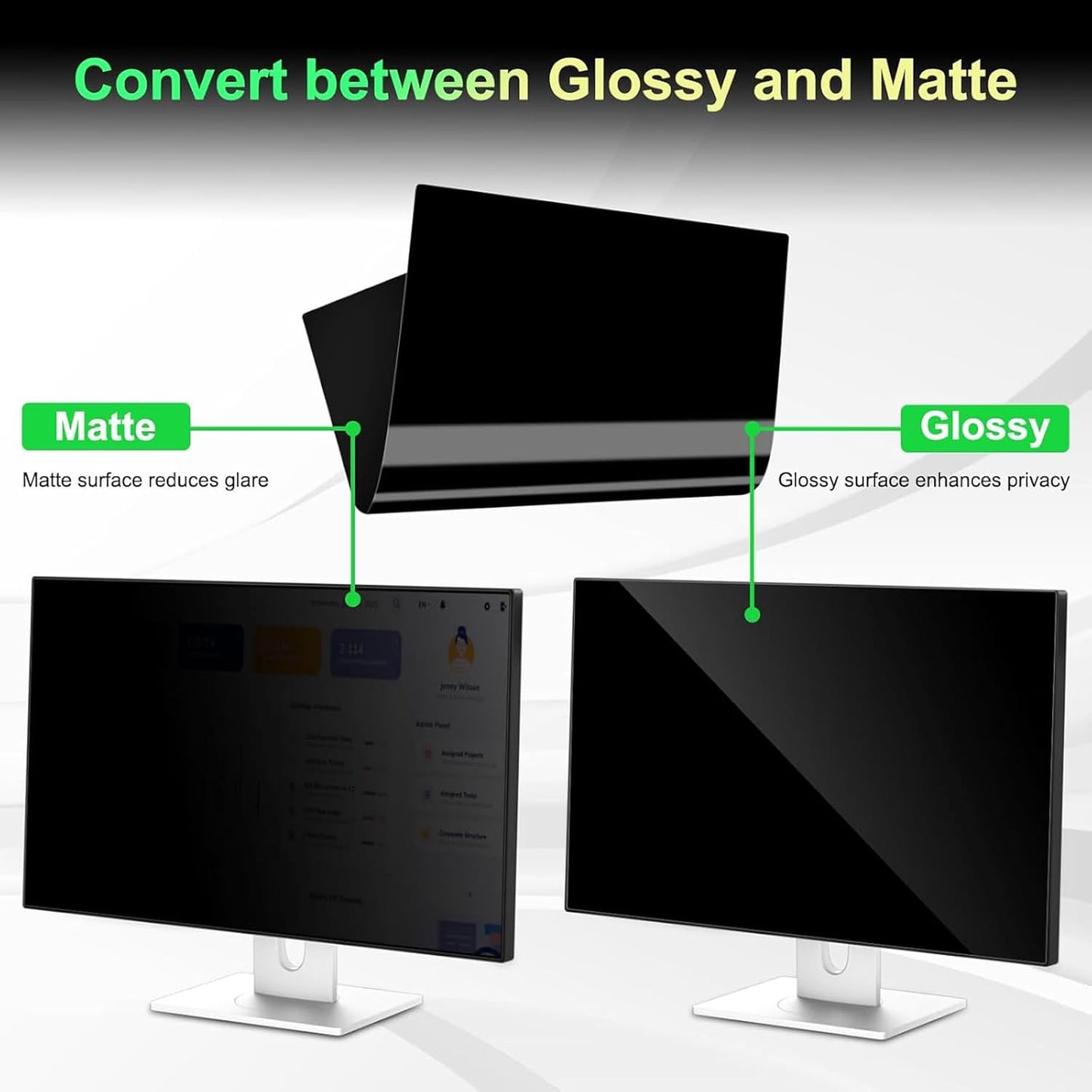 [2 Pack] 27 Inch Computer Privacy Screen Filter for 16:9 Aspect Ratio, Eye Protection, Anti-Glare, Anti-Blue Light Computer Monitor Privacy Filter, Removable Anti-Scratch 27in Protector Film