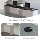 Reception Desk with Counter, Modern Front Desk Reception Counter with Keyboard Tray, Lockable Drawer and Storage Shelves for Office, Retail, Salon (White+Black/Right, 71" L*24" W*39" H)