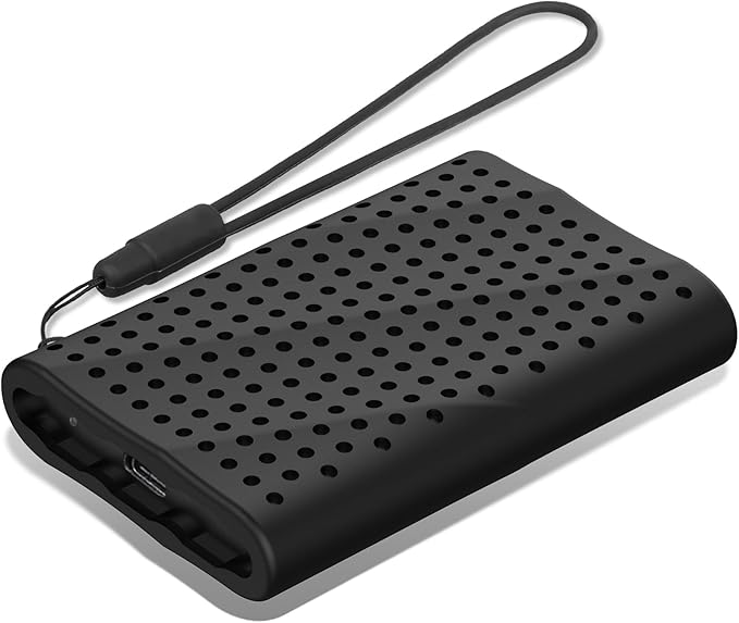 Lacdo Silicone Carrying Case for Samsung T9 Portable SSD 1TB 2TB 4TB External Solid State Drive, Soft Silicon Protective Sleeve Cover Skin for T9 SSD, Travel Pouch Storage Bag with Lanyard, Black