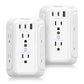 [2-Pack] Surge Protector Outlet Extender, VINTAR 6 Outlet Splitter with 3 USB Charging Ports (2 USB C),900J Multi Plug Outlet Power Strip, 3-Sided Usb Wall Charger for Home Office Dorm Room Essentials