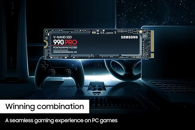 Samsung 990 PRO SSD 1TB PCIe 4.0 M.2 2280 Internal Solid State Hard Drive, Seq. Read Speeds Up to 7,450 MB/s for High End Computing, Gaming, and Heavy Duty Workstations, MZ-V9P1T0B/AM