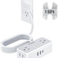 Flat Extension Cord 15 FT, TESSAN Surge Protector Power Strip with 4 AC Outlets 1 USB C and 2 USB A Ports, 900 Joules Protection, Multiple Wall Plug Outlet Extender Suitable for Home Office Dorm
