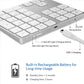 Bluetooth Number Pad, Wireless Numeric Keypad, USB-C Rechargeable External 34-Keys Numpad, Financial Data Entry Keyboard for iMac, MacBook Air/Pro, PC Desktop, Laptop Notebook(Silver)