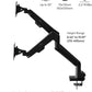 Pixio PS1D Wave Black Dual Monitor Arm Stand Desk Mount - Fits up to 32 inches Monitors and up to 19.8lbs. VESA Compatibility and Integrated Cable Management
