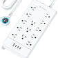 TROND 360° Rotating Flat Plug, Surge Protector Power Strip, 13AC Widely Spaced Outlets Expansion with 3 USB C Ports, 4000J, 15ft Extension Cord Heavy Duty, Wall Mount, Under Desk, ETL Listed, White