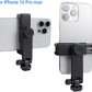 Phone Tripod Mount Adapter, with Cold Shoe&1/4" Hole for Tripod/Selfie Stick/Camera Stand, 360° Rotates Adjustable Phone Clip Clamp Holder for iPhone/Samsung/All