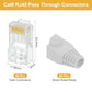 MECCANIXITY 60pcs Cat6 RJ45 Pass Through Connectors, RJ45 Connector 8P8C Gold Plated Plugs with 60pcs Light Grey Strain Relief Boots for Solid or Stranded UTP Ethernet Cable, 1.1mm
