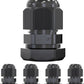 MGI SpeedWare 1/4" NPT Strain Relief Nylon Cord Grip Cable Glands, Black Plastic Grommet 5-Pack
