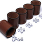 5 Pack PU Leather Dice Cups Felt Lining Quiet Shaker with 30 Dot Dice for Bar Party Yahtzee Farkle Dice Games