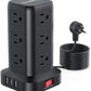Surge Protector Power Strip Tower,10FT Extension Cord with Multiple Outlets, 12 AC 4 USB (1 USB C)，Mini Power Strip with USB Ports, Surge Protector Tower Overload Protection for Office, Desk