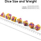 DNDND Flowers Metal Dice, 7 PCS Metallic DND Dice with Gorgeous Gift Case for D&D Dungeons and Dragon Tabletop Game (Earth Yellow and Purple)
