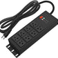 CCCEI Black Heavy Duty Power Strip Surge Protector 20 AMP, 8 Outlets 12 Gauge Industrial Shop Garage Metal Multiple Outlets, 20 FT Extension Cord 5-15P Adapter High Amp 6-20R T-Slot 20a for Appliance