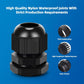 Cable Gland 20 Pack Plastic Waterproof Adjustable Connector 6-12mm PG13.5 Strain Relief Cord Connectors Joints Nylon with Gaskets