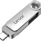 Lexar D50E 128GB Solid State Dual Drive, USB Flash Drive Up to 400MB/s Read, 360MB/s Write High-Performance, USB-C & USB-A Port, Metal Housing Swivel Design, Compatible with iPhone 17, Android, PC