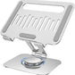 Tablet Stand for Desk, 360° Swivel for iPad Holder, Aluminum Adjustable Tablet Holder, Compatible for iPad Pro Air Mini Surface Pro Samsung Galaxy Tabs Kindle, 4-12.9 inch, Silver