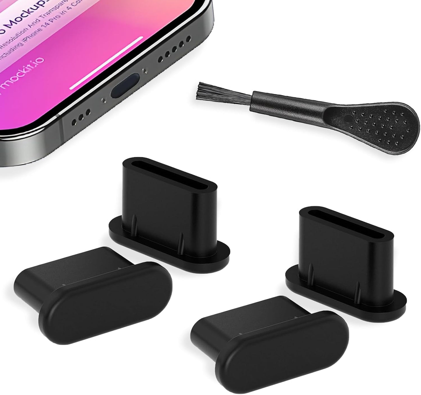 USB C Dust Plugs [60-Pack] -Anti Dust Plug Cover Charging Silicone Port Covers with Cleaning Brush Universal Type-C Protector for All USB C Devices