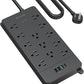 TROND Surge Protector Power Strip, 5ft Heavy Duty Extension Cord with 32W USB C & QC 3.0 Charger, 4000 Joules, ETL Listed, 13 Wide Spaced Outlets, Flat Plug, Wall Mount for Home Office Supplies, Black
