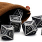 Metal Dice Set, HNCCESG Polyhedral D&D Dice for Dungeons and Dragons RPG DND Dice for Role Playing MTG Tabletop Gaming Shadowrun Pathfinder 7PCS D20 D12 D10 D8 D6 D4（Ancient Silver）