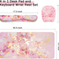 Keyboard Wrist Rest Large Mouse Pad Wrist Support for Computer, 4 in 1 Memory Foam Keyboard Pad Desk Mat Ergonomic Hand Rest Wrist Cushion for Home Office Gaming - Pink Gold