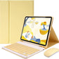 AnMengXinLing Keyboard Case for iPad Air 11 inch (M3 2025/M2 2024) with Mouse, Case for iPad Air 5th/4th Gen with Keyboard Cover with Pencil Holder, Yellow