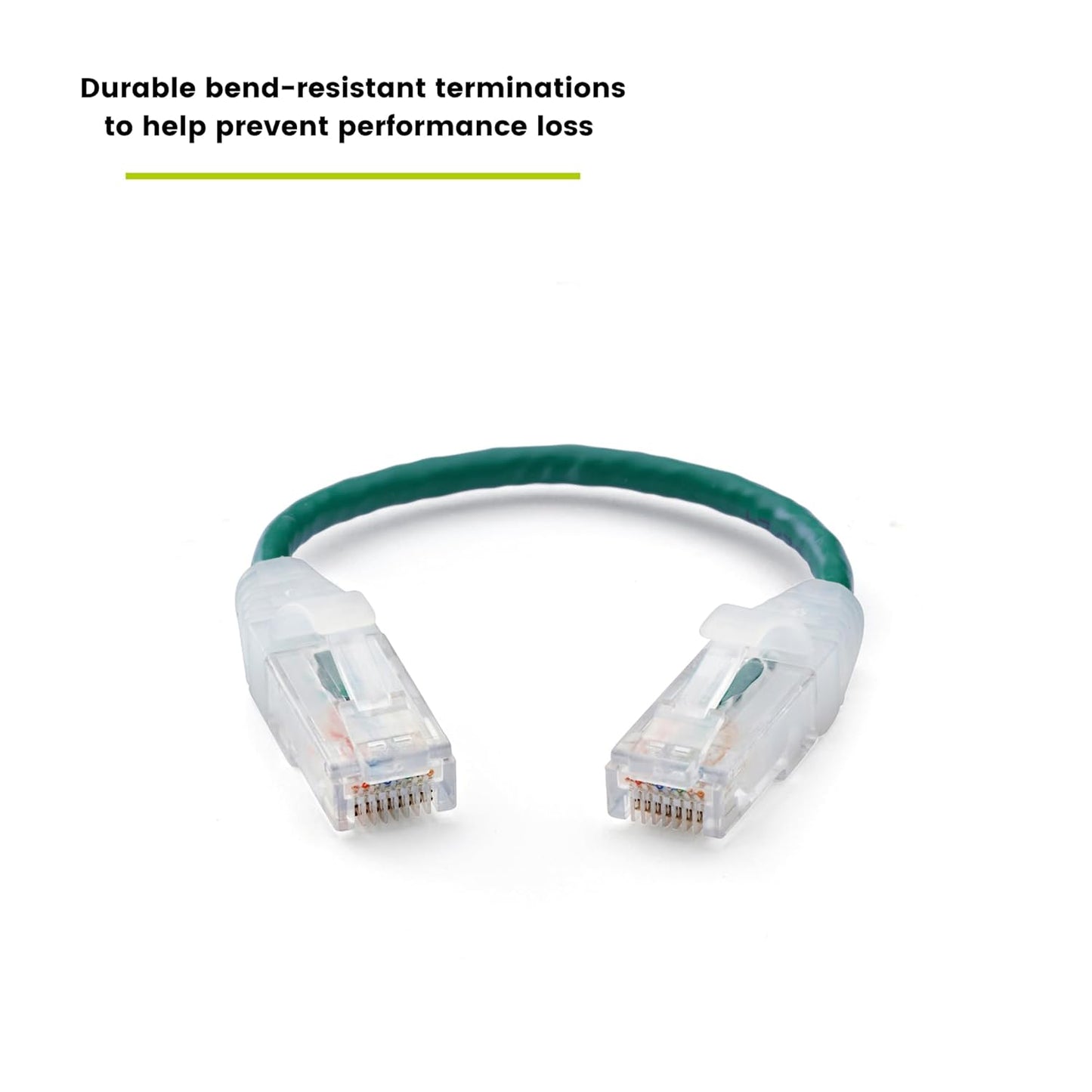 TRUECABLE Cat6 Component Rated Patch Cable, Unshielded (U/UTP), 6in, Green, 28AWG Solid Copper, Snagless 10G High-Speed Ethernet Cable, PoE++ 4PPoE 100W, UL Listed, RoHS-3, 1 Pack
