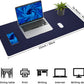 Leather Desk pad Protector, Large Desk mat with Natural Cork & PU Leather,Mouse pad,Non-Slip Office Desk Mat,Waterproof Desk Writing Pad for Office and Home (35in*17in, Blue)