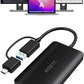 USB 3.0 to HDMI Splitter Extended Display Dual Monitors, USB 3.0-A/C to Dual HDMI Adapter 4K@30Hz+1080p@60Hz Compatible MacBook/MacBook Pro Air Dell (MST Support MacOS/Windows)