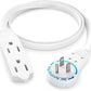 Maximm Cable 2 Ft 360° Rotating Flat Plug Extension Cord, 16/3 AWG Multi 3 Outlet 3-Prong Grounded Wire- White - UL Certified