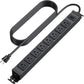 HHSOET Metal 360° Rotating Mountable Power Strip, 8 Outlet Gaming Table Mounted Outlet Strip, Heavy Duty Wall Mount Surge Protector with Switch, 15A 125V 1875W, 6ft Power Cord.(Black)