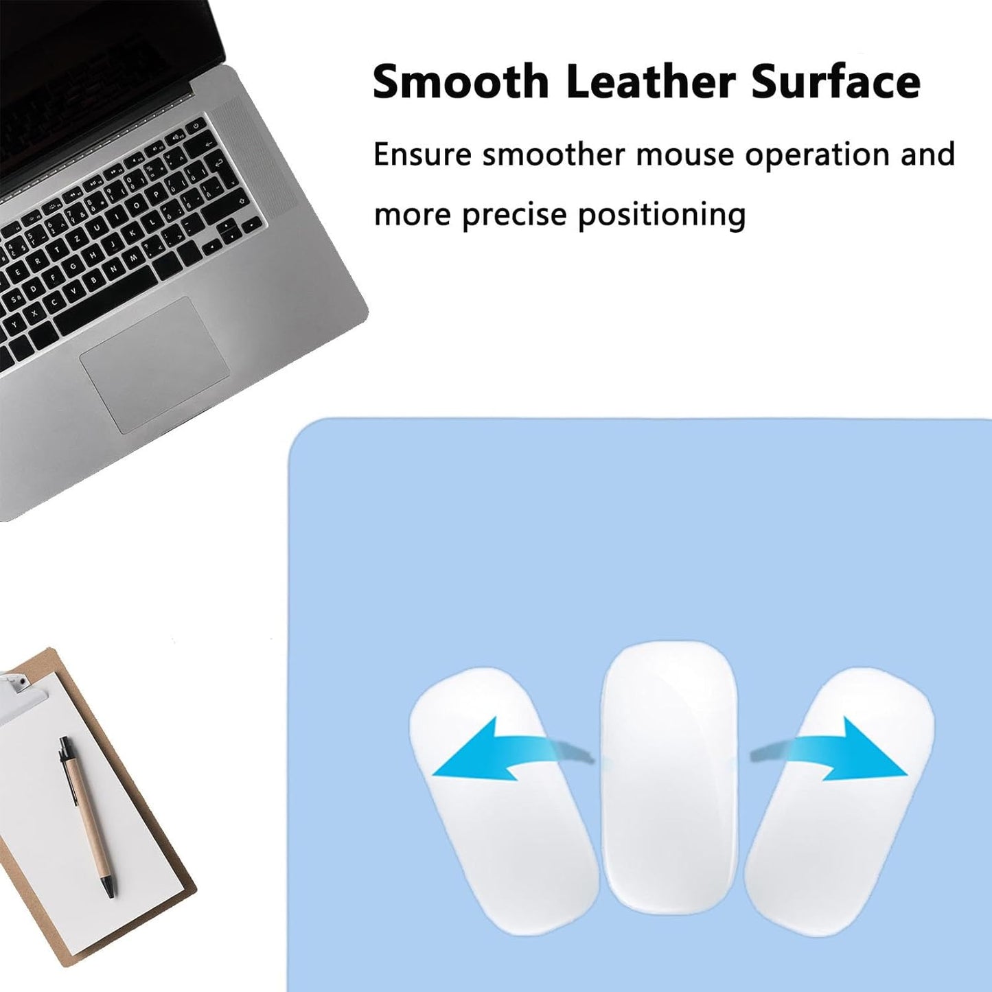 PU Leather Desk Pad Protector Gaming Mouse Pad Non Slip Desk Mat for Keyboard and Mouse Waterproof Desk Writing Pad for Office and Home Desk Accessories（Blue, 23.6 * 11.8