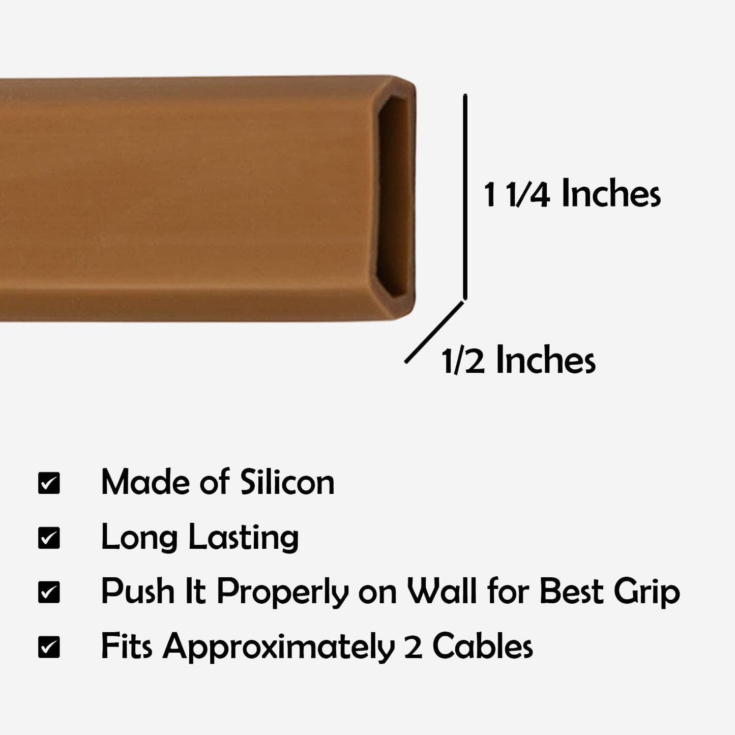 Rubber Bond TV Cord Hider Cable Protector - Strong Self Adhesive Wall Cord Cover Cable Hider - Low Profile Cable Management Wall Cord Concealer Cable Raceway (Brown, 10 Feet)