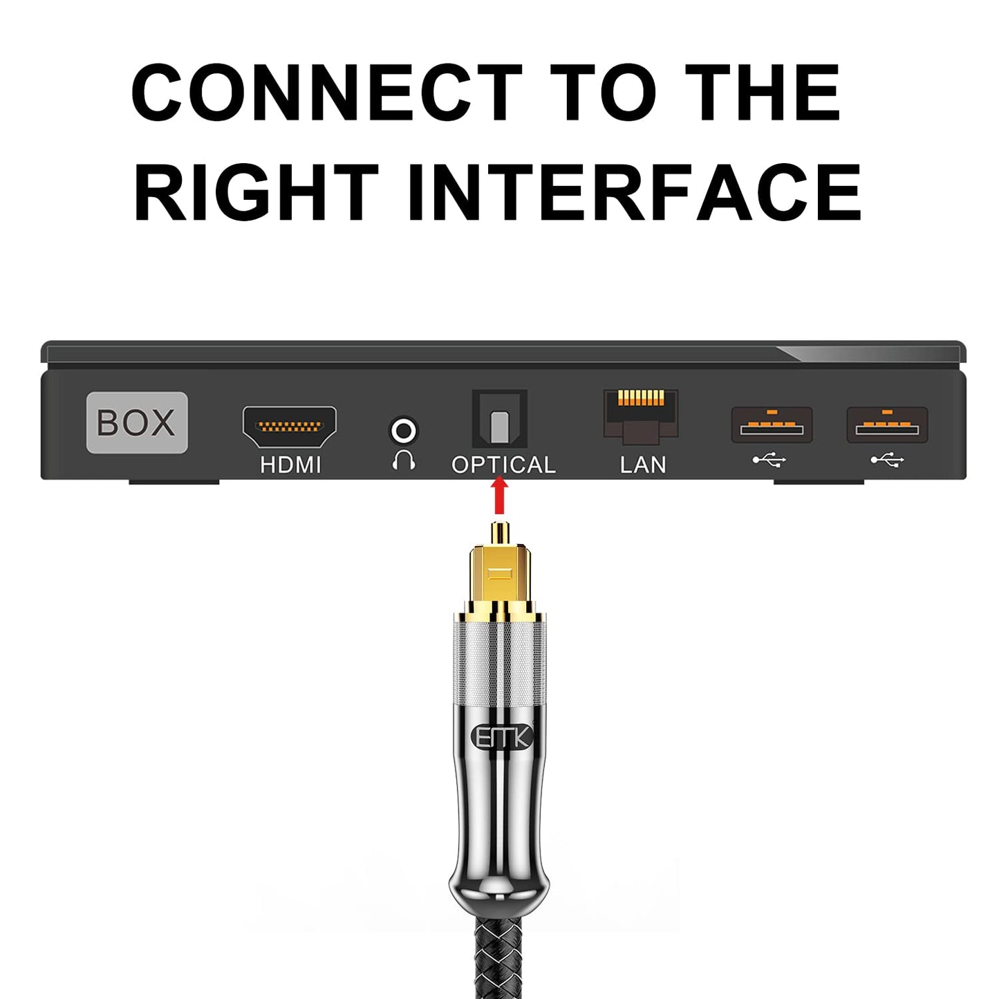 EMK 24K Gold-Plated Optical Audio Cable [30ft/10M] - Digital Toslink SPDIF Cable Compatible with Soundbar to TV, Home Theater - High-Speed Fiber Optic Cable (Silver)